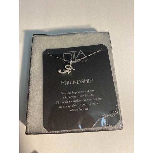 Dtla Friendship Initial F Necklace W/ Inspirational Quote Card Silver - Picture 3 of 5
